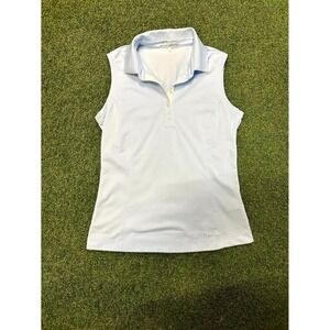 Nike Dri-Fit Golf Top Girls S (4-6) Blue Swoosh Logo Collared‎ Sleeveless Tennis